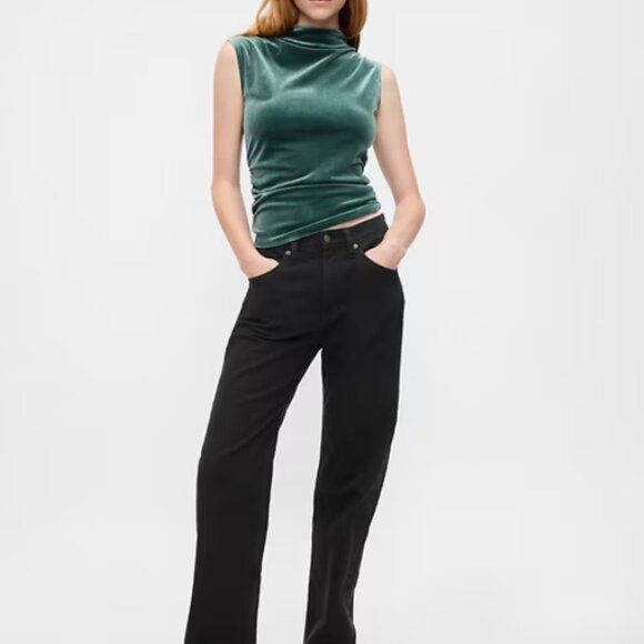 NEW GAP Sexy soft velour mockneck ruched top Medium - Picture 1 of 2